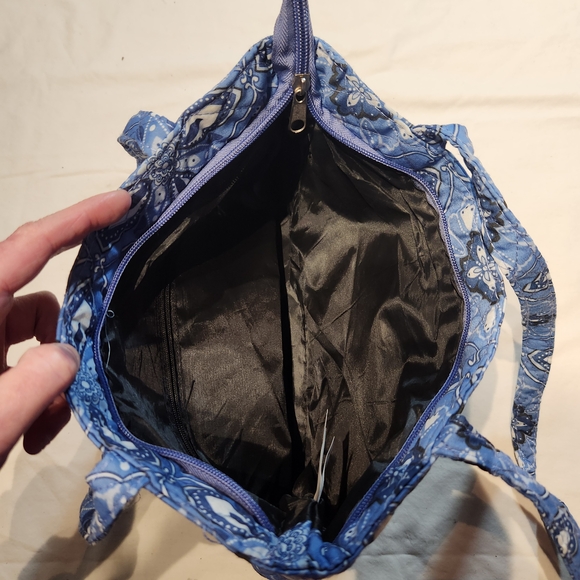 🪻SNY blue Floral Tote Bag with Brown Bottom - Picture 2 of 3